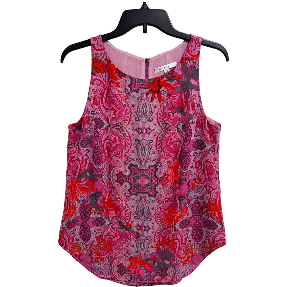 CABI Pink Floral‎ Camisole Layered Cami Top Sleeveless Blouse Womens S